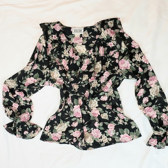 *Vintage*  Daniel Caron Foral Top - Picture 1 of 7